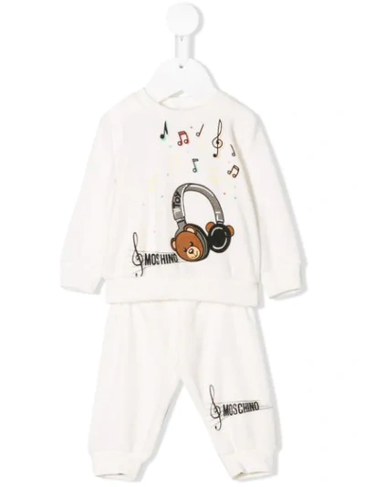 Moschino Babies' Toy Bear Music Print Tracksuit Set In White