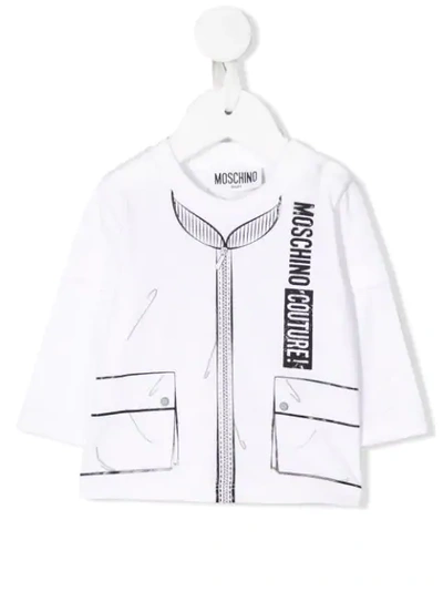 Moschino Babies' Bomber Jacket T-shirt In Bianco Ottico