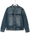 Diesel Kids' Denim Jacket With Logo Patch In Blue