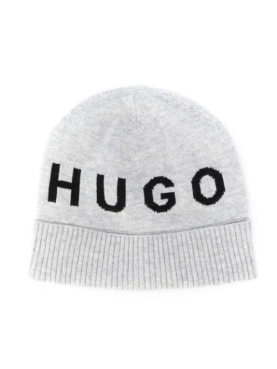 Hugo Boss Babies' Logo Knitted Hat In Grey