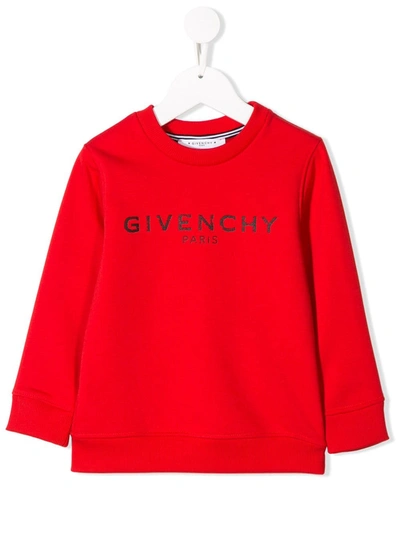 Givenchy Kids' Logo Printed Sweatshirt In Rosso