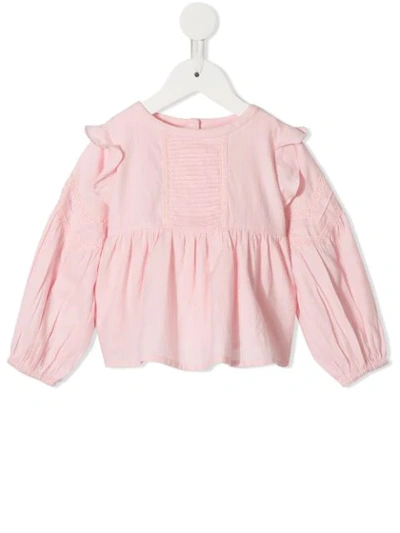 Velveteen Babies' Marie Frill Shoulder Blouse In Pink