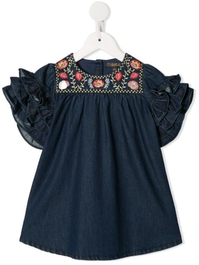Velveteen Babies' Regina Tiered Dress In Blue
