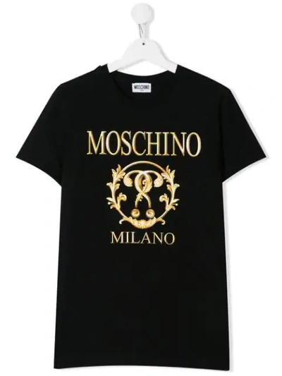 Moschino Teen Logo T-shirt In Nero