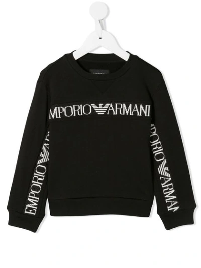 Emporio Armani Kids' Logo Stripe Sweatshirt In Black
