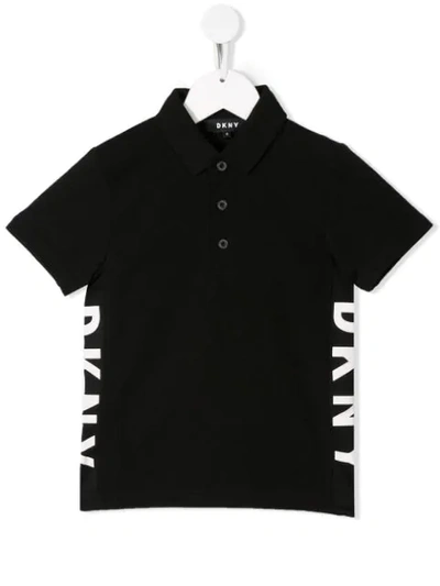 Dkny Kids' Logo Polo Shirt In Black