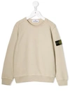 Stone Island Junior Kids' Long Sleeved Logo Sweater In Neutrals