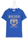 Moschino Kids' Logo Print T-shirt In Bluette