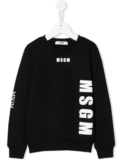 Msgm Kids' Logo Printed Sweatshirt In Nero