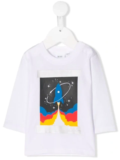Hugo Boss Babies' T-shirt Mit Raketen-print In White