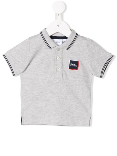 Hugo Boss Babies' Logo Patch Polo Shirt In Grey