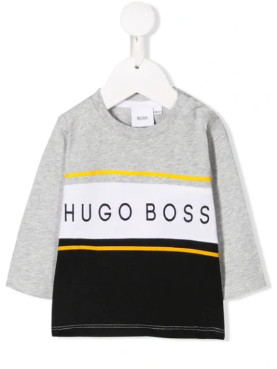 Hugo Boss Babies' Logo Print Sweatshirt In Grey