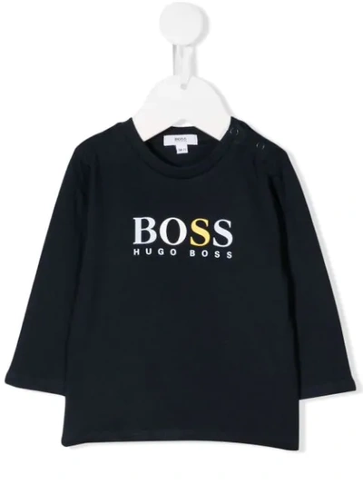 Hugo Boss Babies' Logo Printed Shirt In Marine