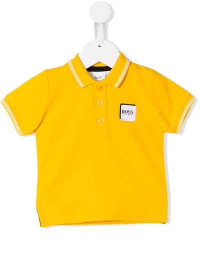 Hugo Boss Babies' Embroidered Logo Polo Shirt In Yellow