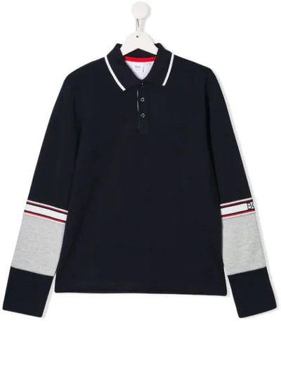 Hugo Boss Kids' Contrast Sleeve Detail Polo Shirt In Blue