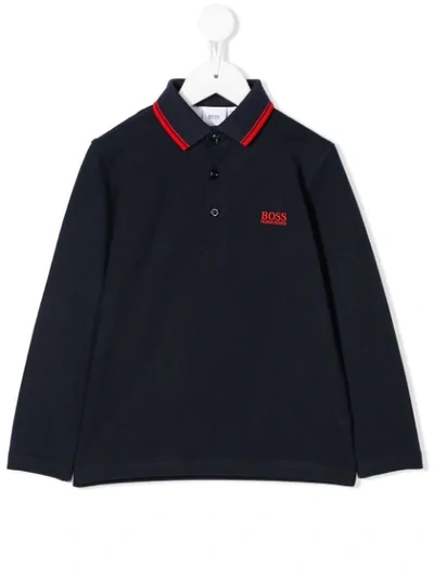 Hugo Boss Kids' Embroidered Logo Polo Shirt In Blue