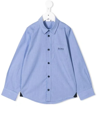 Hugo Boss Kids' Logo Check Shirt In Blue