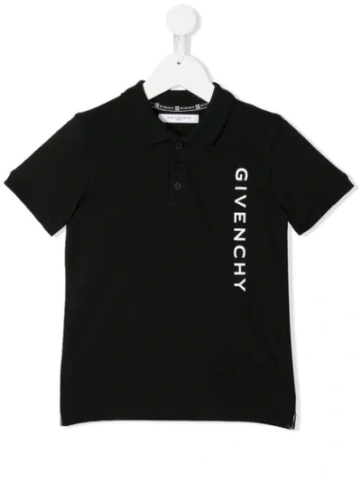 Givenchy Kids' Logo Print Polo Shirt In Black