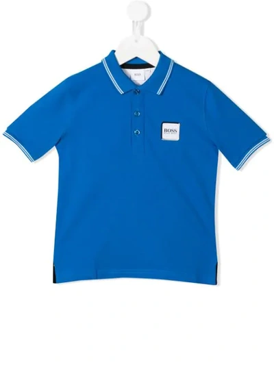 Hugo Boss Teen Logo Patch Polo Shirt In Blue