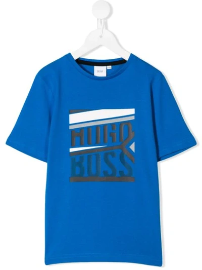 Hugo Boss Kids' T-shirt Mit Logo-print In Blue
