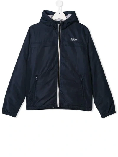 Hugo Boss Teen Logo Windbreaker In Blue