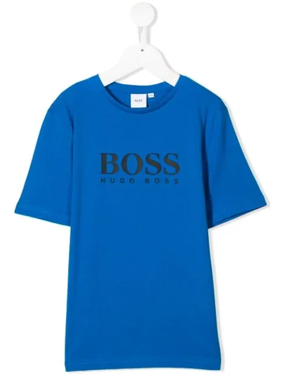Hugo Boss Teen Logo Print T-shirt In Blue