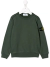 Stone Island Junior Kids' Logo Patch Jumper In Green