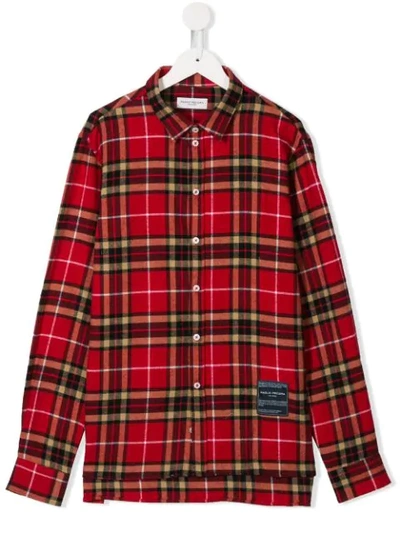 Paolo Pecora Teen White-out Checked Shirt In Red