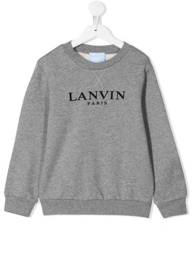 Lanvin Enfant Kids' Front Logo Sweatshirt In Grey