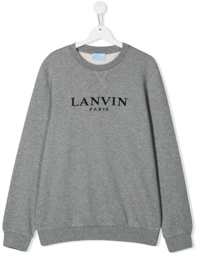 Lanvin Enfant Teen Logo Print Sweatshirt In Grey
