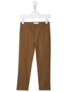 Paolo Pecora Kids' Creased Straight Leg Trousers In Brown