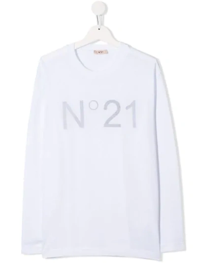 N°21 Teen Logo Print Top In White