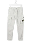 Stone Island Junior Kids' Straight Fit Cargo Pants In Green