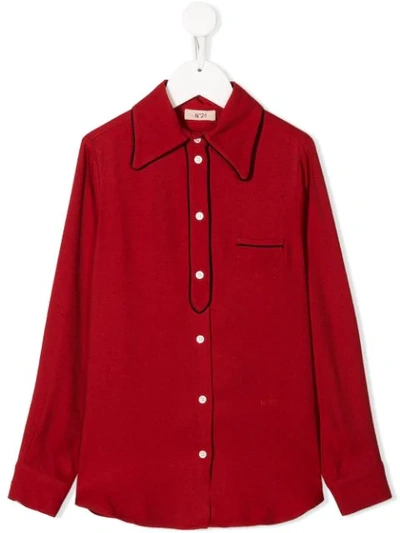 N°21 Kids' Pointed Collar Shirt In Red