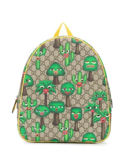 Gucci Kids' Printed Trees Gg Backpack In Neutrals