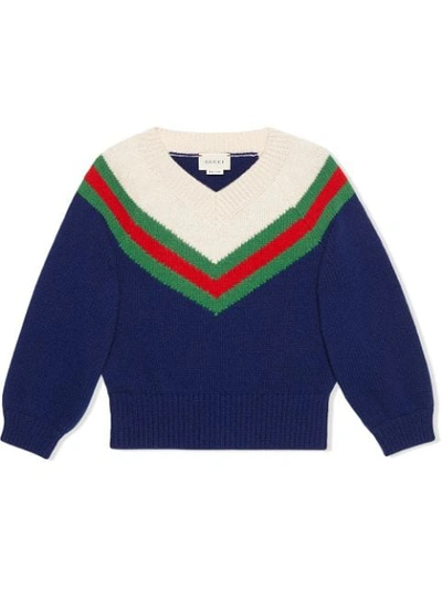 Gucci Kids' Children's Sweater With Web In Blue