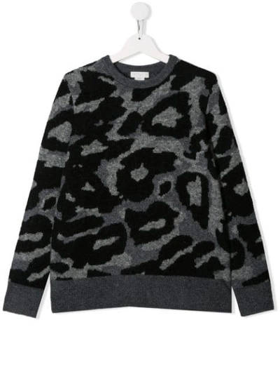 Stella Mccartney Teen Camouflage Intarsia Sweater In Black