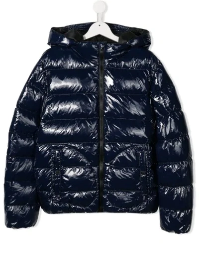 Herno Teen Hooded Padded Jacket In Blue