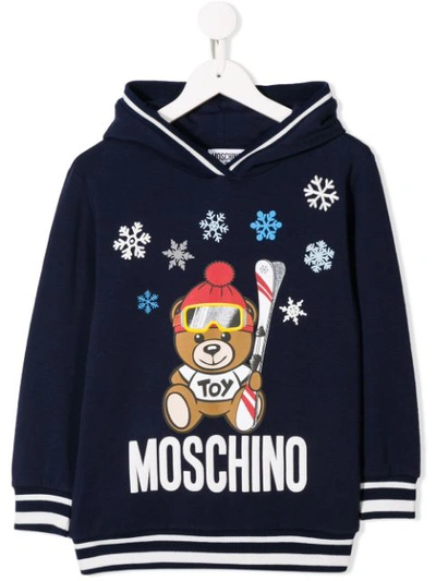 Moschino Teen Winter Bear Hoodie In Blue