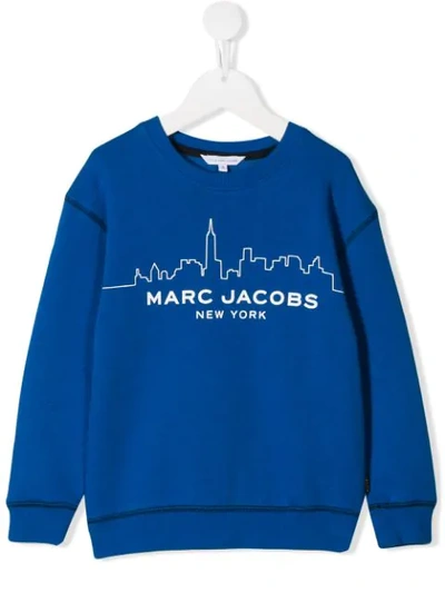Little Marc Jacobs Kids' City Skyline Print Sweatshirt In Blue