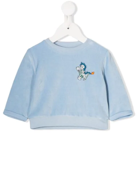 blue velour sweatshirt