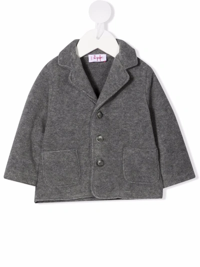 Il Gufo Babies' Chevron-knit Single Breasted Blazer In Grey