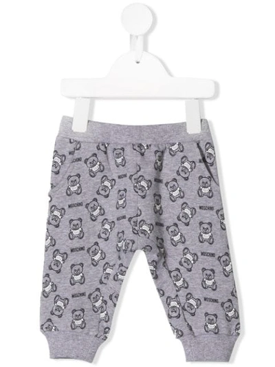 Moschino Babies' Teddy Bear Print Track Trousers In Grey