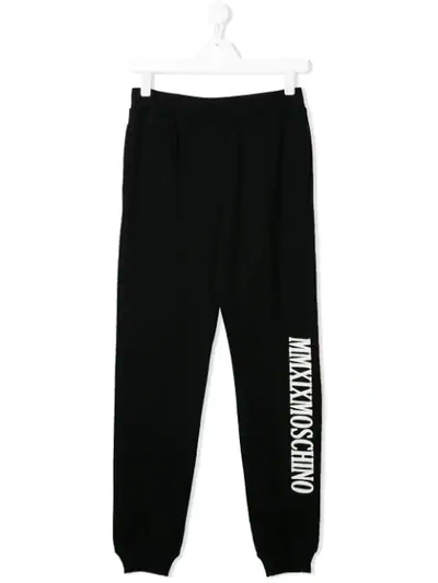 Moschino Teen Logo Track Pants In Black