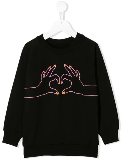 Wauw Capow By Bangbang Kids' Embroidered Love Sweatshirt In Black