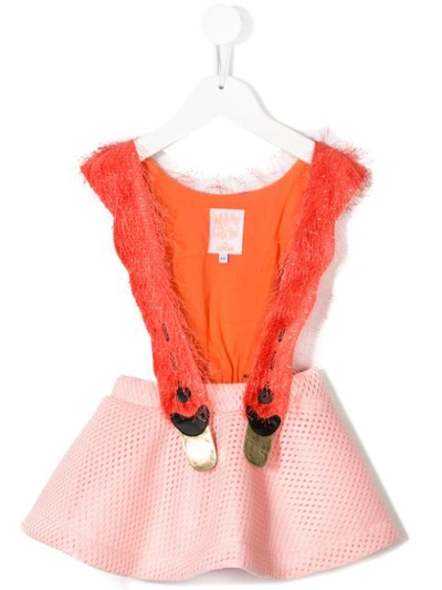 Wauw Capow By Bangbang Kids' Bird Girl Dress In Orange