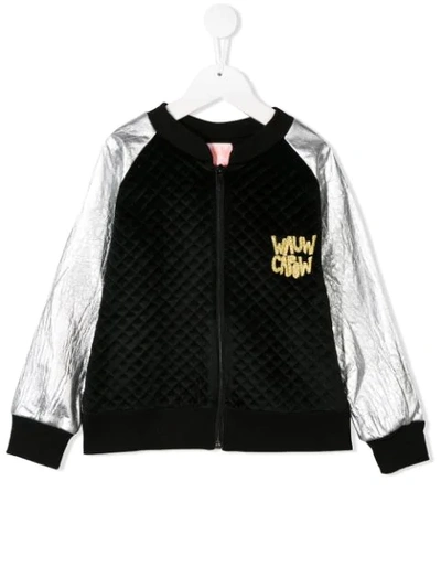 Wauw Capow By Bangbang Kids' Logo Contrast Bomber Jacket In Black