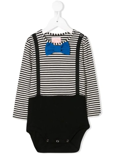 Wauw Capow By Bangbang Babies' Striped Dexter Bodysuit In Black