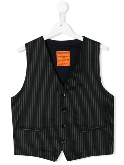 Paolo Pecora Teen Pinstripe Waistcoat In Blue