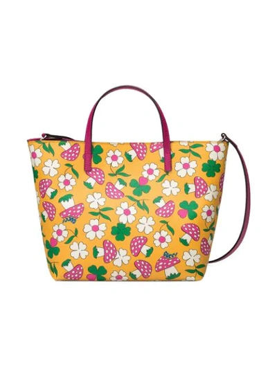 Gucci Kids' Children's Tote With Mushrooms Print And Strap In Yellow